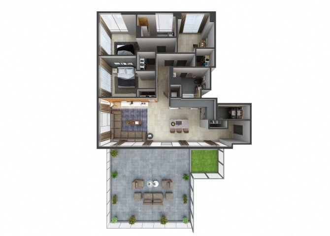 3D floor plan image for apartment W1501 at Randolph Perimeter